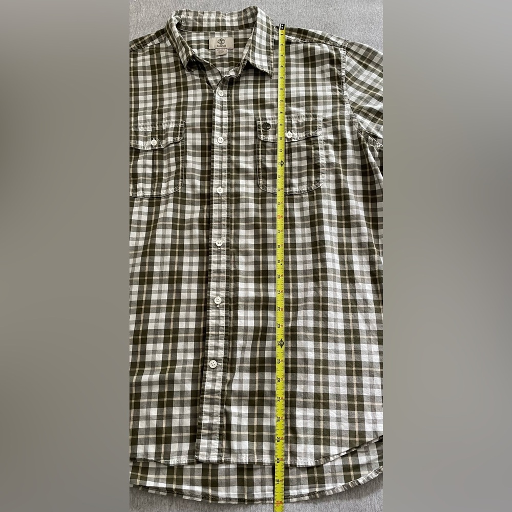 Timberland Men’s XL Green Plaid Short Sleeve Button Up Shirt - Picture 4 of 7
